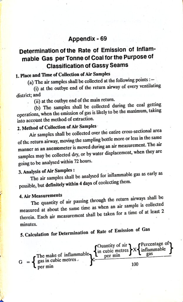 Rate of emission of inflammable gas